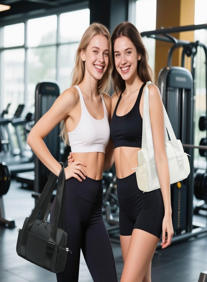 SUIKIHUM Mini Gym Bag for Women, Yoga Small Sports Bag for Women Girls, Waterproof PU Fitness Tote with Wet Compartment, Black - Image 2